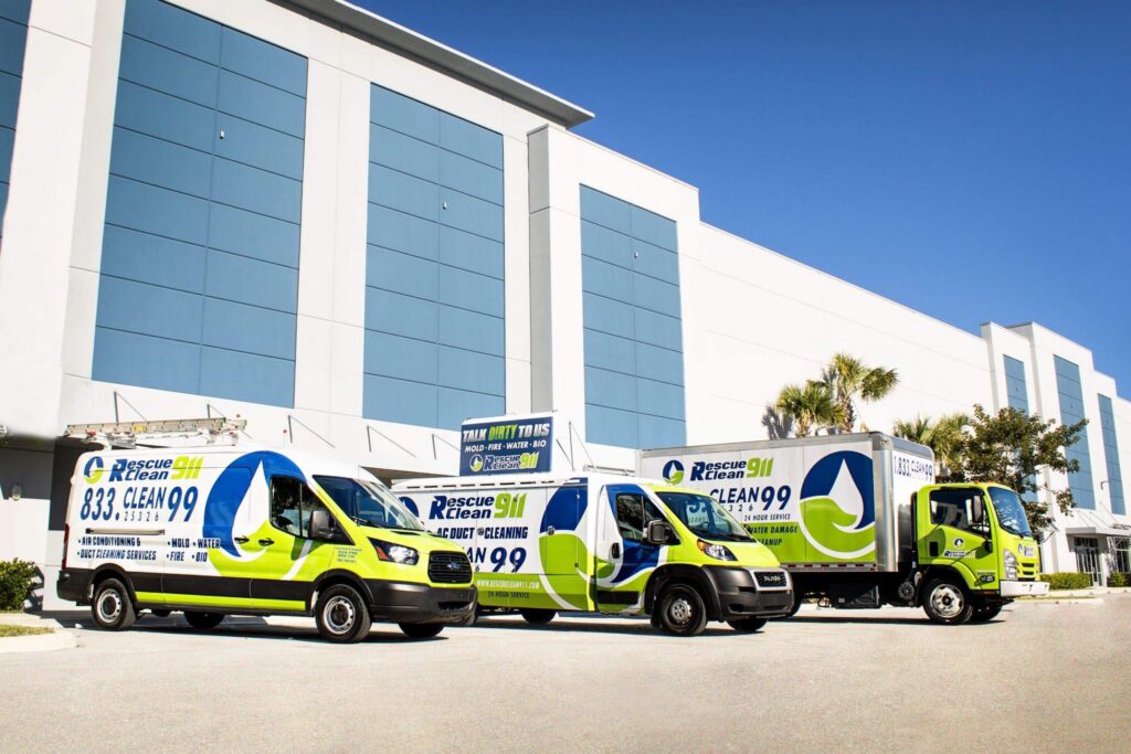 Rescue Clean 911 trucks ready to provide services to South Florida.