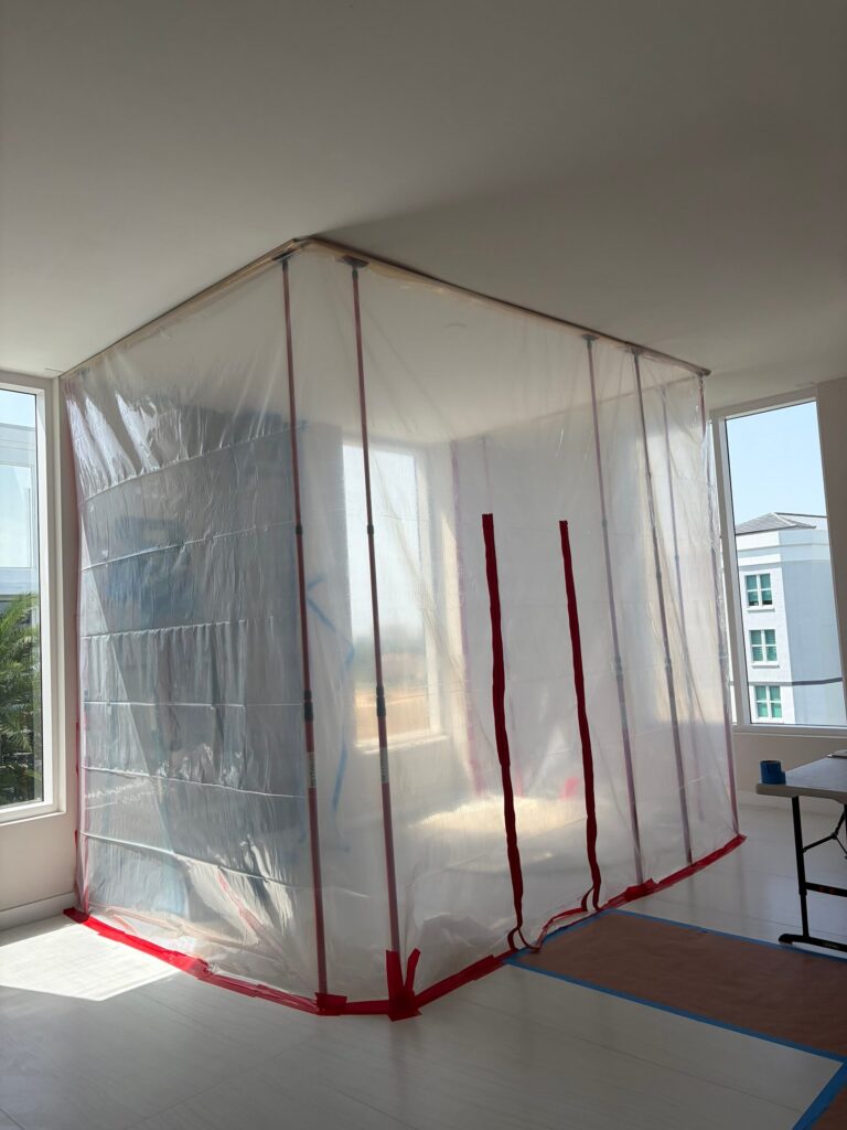 Critical containment installed to isolate the mold remediation work area