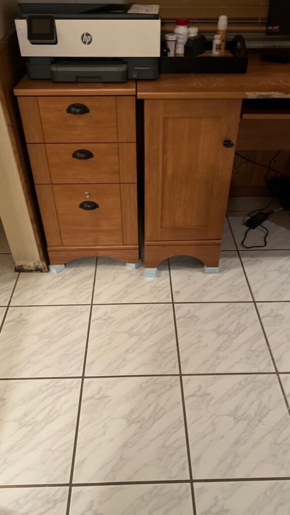 Water spreading into multiple areas after the plumbing supply line failed